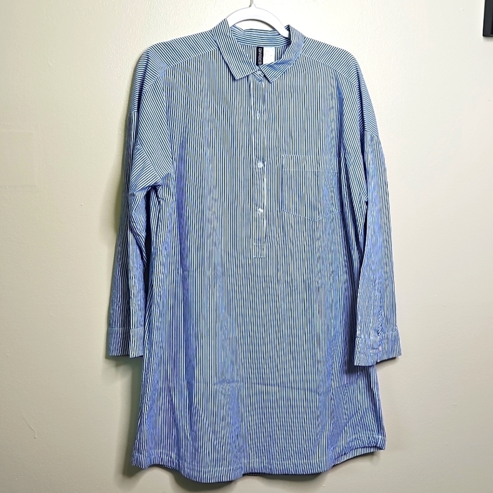 H&M Divided Blue Stripe Tunic Dress Extra Large
